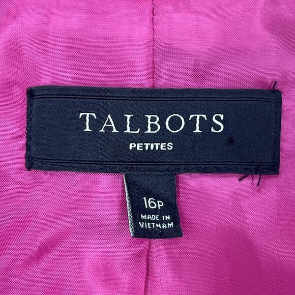 Talbots Linen Blazer Women Size 16 Petite Pink Office Lined Barbiecore - Picture 4 of 10